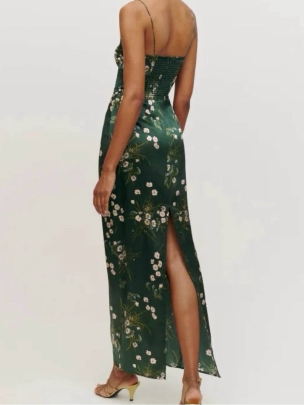 Reformation Frankie Dress in Buena (Emerald Green Floral) - Picture 3 of 5